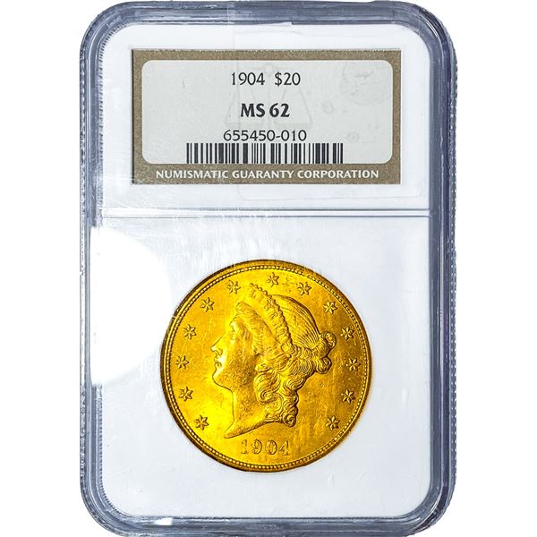 1904 $20 Gold Double Eagle NGC MS62