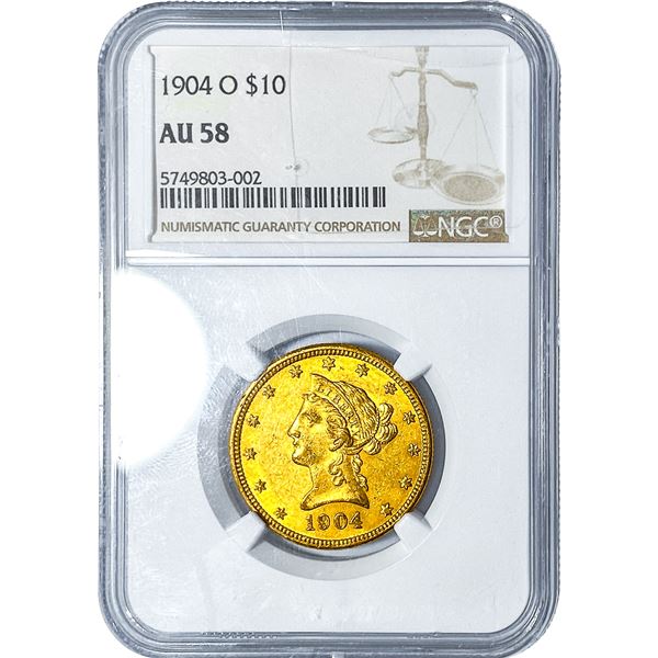 1904-O $10 Gold Eagle NGC AU58