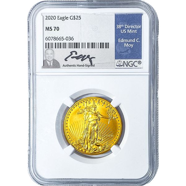 2020 1/2oz Gold $25 American Eagle NGC MS70