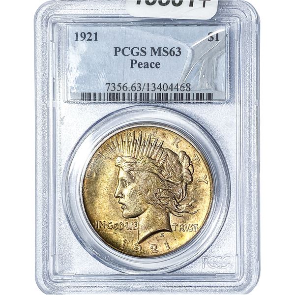 1921 Silver Peace Dollar PCGS MS63