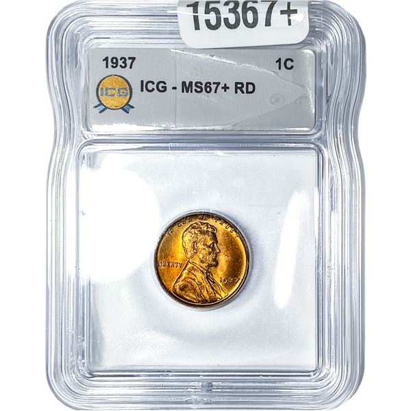 1937 Wheat Cent ICG MS67+ RD