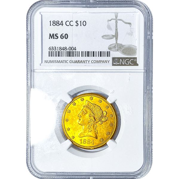 1884-CC $10 Gold Eagle NGC MS60