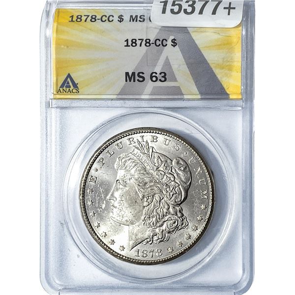 1878-CC Morgan Silver Dollar ANACS MS63