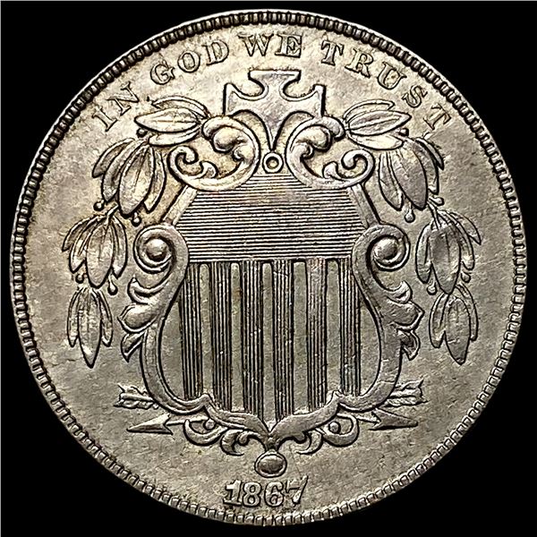 1867 RAYS Shield Nickel CHOICE AU