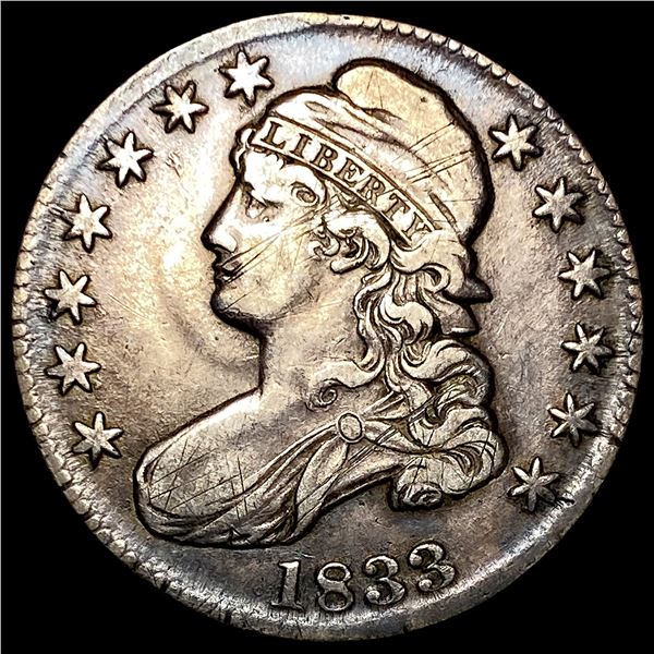 1833 Capped Bust Half Dollar NEARLY  UNCIRCULATED
