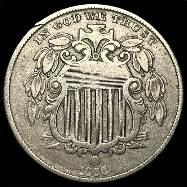 1866 Shield Nickel NEARLY UNCIRCULATED