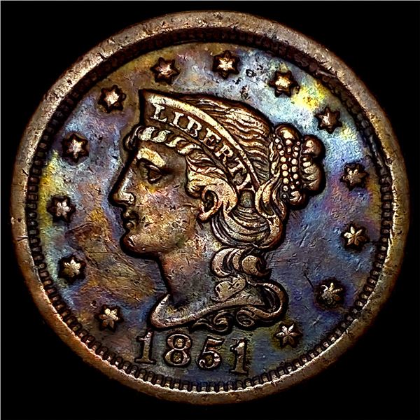1851 Braided Hair Large Cent CLOSELY  UNCIRCULATED