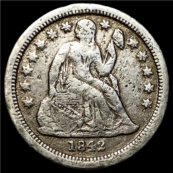 1842-O Silver Seated Liberty Dime NEARLY  UNCIRCULATED