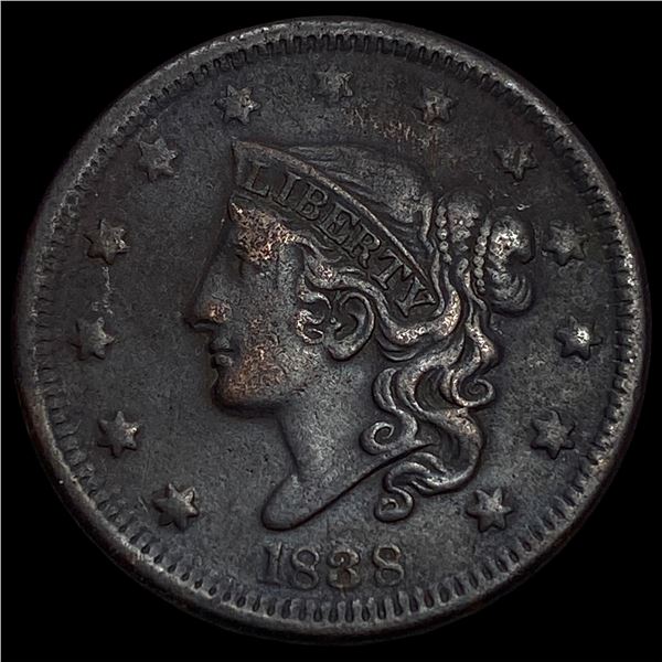 1838 Coronet Head Large Cent NEARLY  UNCIRCULATED