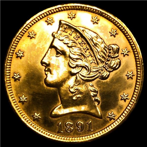 1891-CC $5 Gold Half Eagle