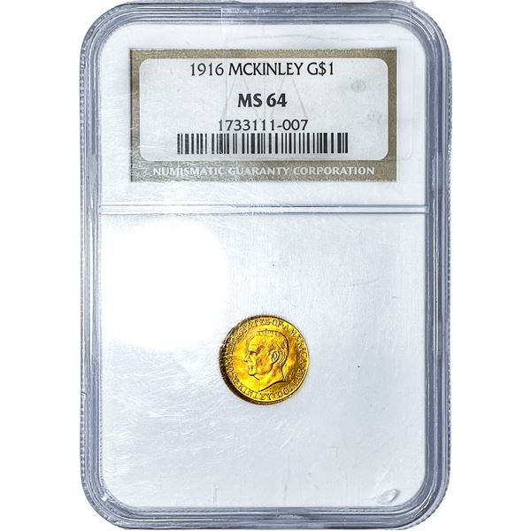 1916 McKinley Rare Gold Dollar NGC MS64