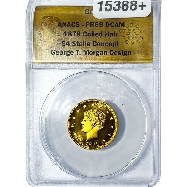 1878 Gold $4 Stella Concept Morgan Design PR69