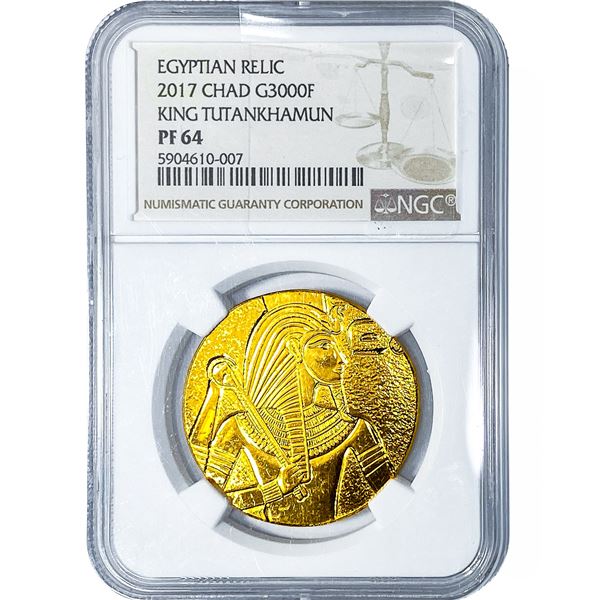 2017 Chad 1oz Gold 300 Francs King Tut NGC PF64