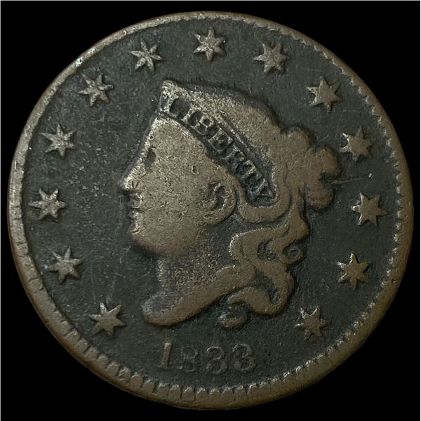 1833 Coronet Head Large Cent NICELY  CIRCULATED