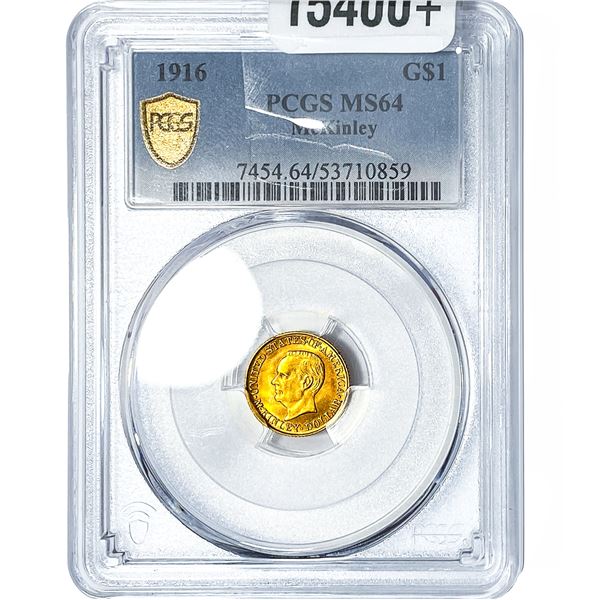 1916 McKinley Rare Gold Dollar PCGS MS64