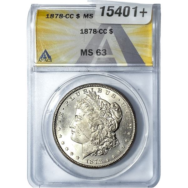 1878-CC Morgan Silver Dollar ANACS MS63
