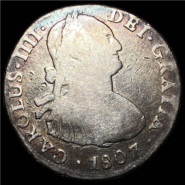 1807 Silver 2 Reales Mexico Mint (Mo).  LIGHTLY CIRCULATED