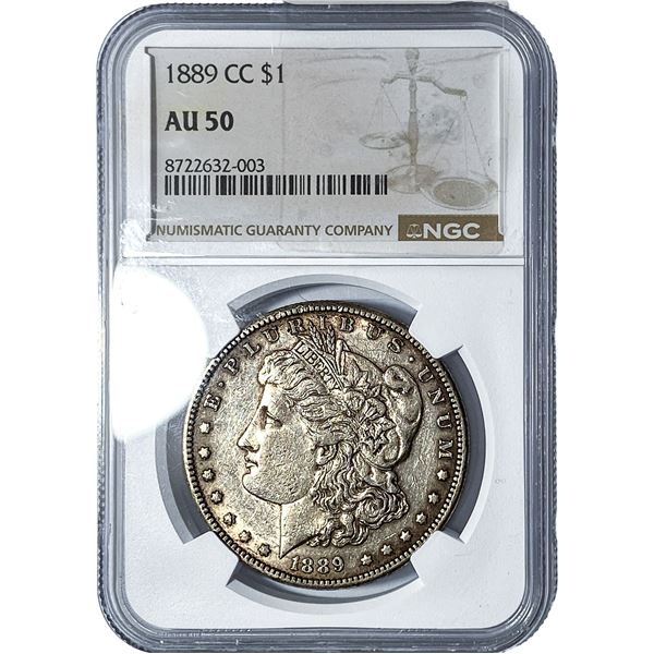 1889-CC Morgan Silver Dollar NGC AU50