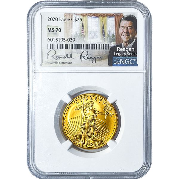 2020 1/2oz Gold $25 American Eagle NGC MS70