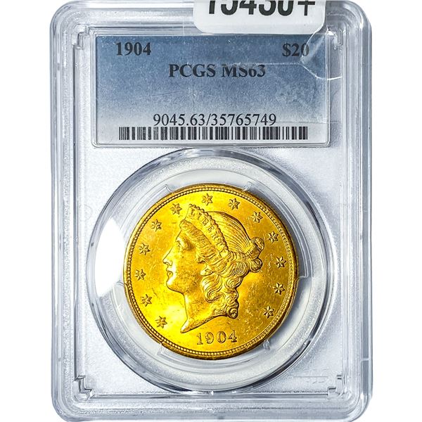 1904 $20 Gold Double Eagle PCGS MS63
