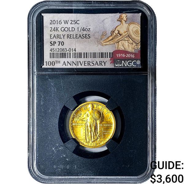 2016-W 25C 24K Gold Standing Liberty 1/4oz NGC SP70
