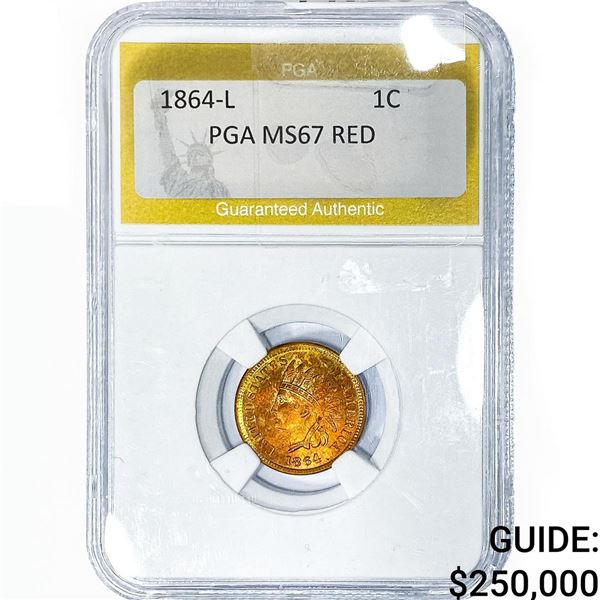1864-L Indian Head Cent PGA MS67 Red