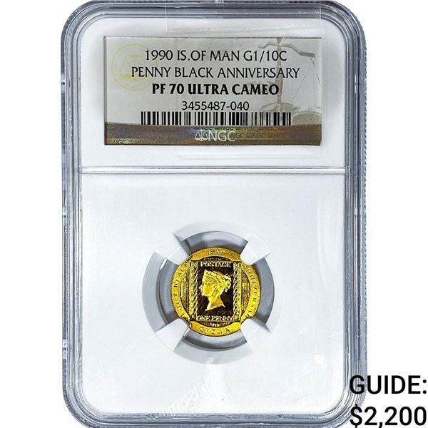 1990 G1/10C Isle Man Penny Black Anniversary NGC PF70 Ultra Cameo