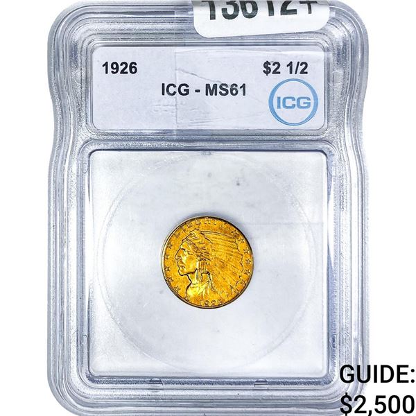 1926 $2.50 Gold Quarter Eagle ICG MS61