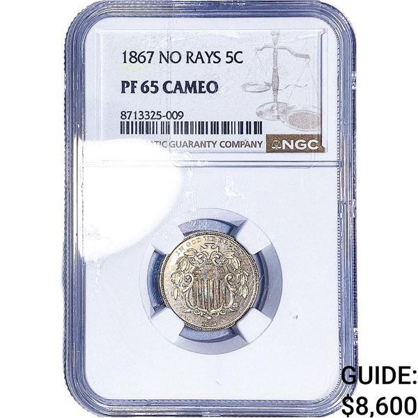1867 Shield Nickel NGC PF65 Cameo No Rays