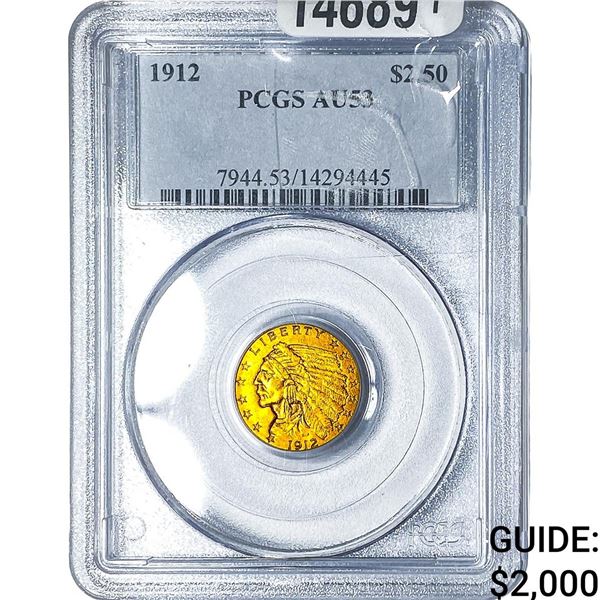 1912 $2.50 Gold Quarter Eagle PCGS AU53