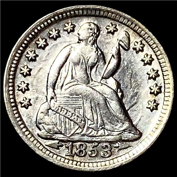 1853 Arrows Silver Seated Liberty Half Dime  CHOICE BU