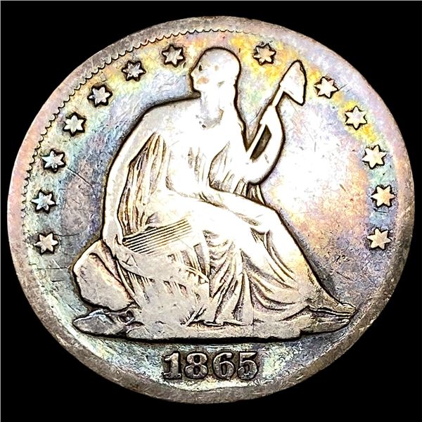 1865 Silver Seated Liberty Half Dollar  LIGHTLY CIRCULATED