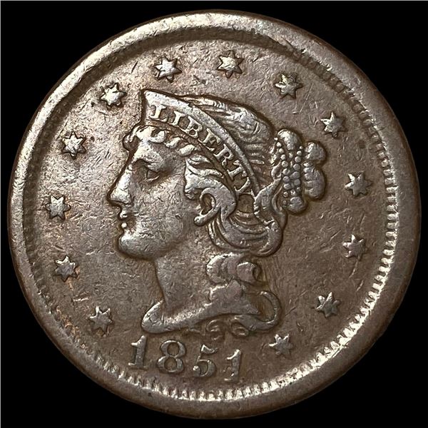 1851 Braided Hair Large Cent NEARLY  UNCIRCULATED