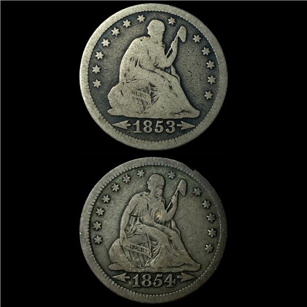 1853-1854 Arrows/Rays Seated Liberty Quarter  LIGHTLY CIRCULATED