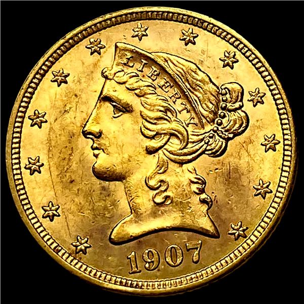 1907-D Gold $5 Liberty Half Eagle  UNCIRCULATED