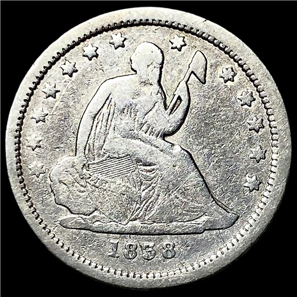1838 Silver Seated Liberty Quarter LIGHTLY  CIRCULATED