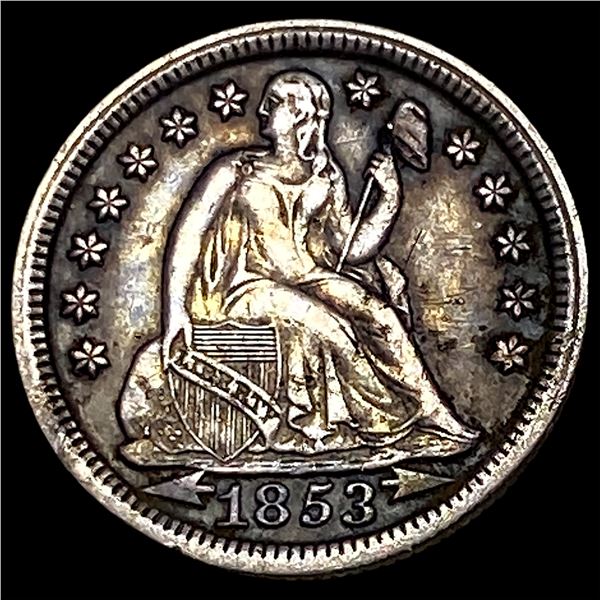 1853 Arrows Silver Seated Liberty Dime  CLOSELY UNCIRCULATED