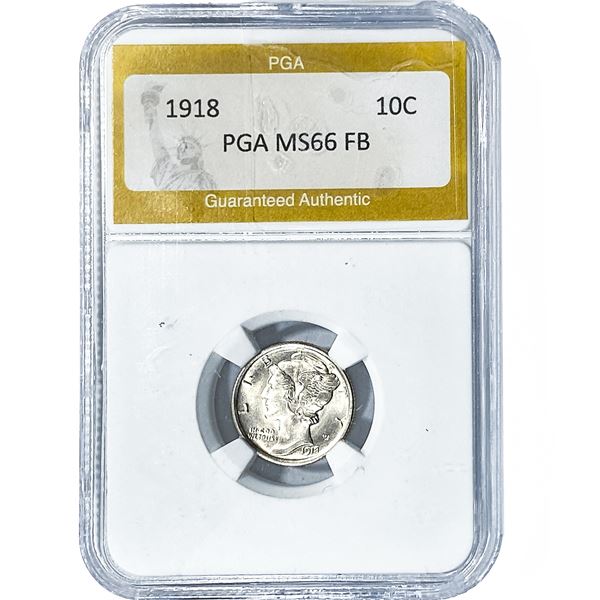 1918 Mercury Silver Dime PGA MS66 FB