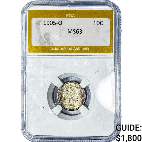 1905-O Barber Dime PGA MS63
