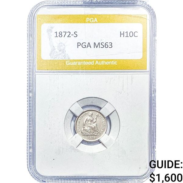 1872-S Seated Liberty Half Dime PGA MS63