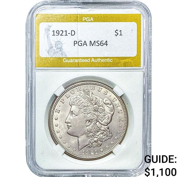 1921-D Morgan Silver Dollar PGA MS64