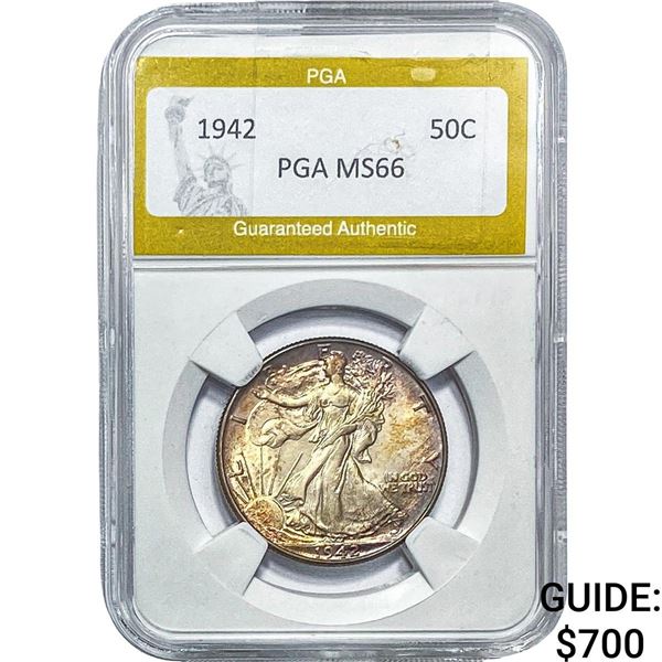 1942 Walking Liberty Half Dollar PGA MS66