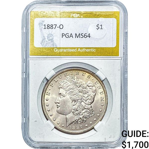 1887-O Morgan Silver Dollar PGA MS64