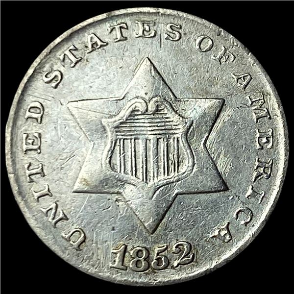 1852 Silver Three-Cent Piece CLOSELY  UNCIRCULATED