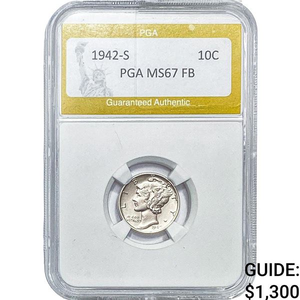 1942-S Mercury Silver Dime PGA MS67FB
