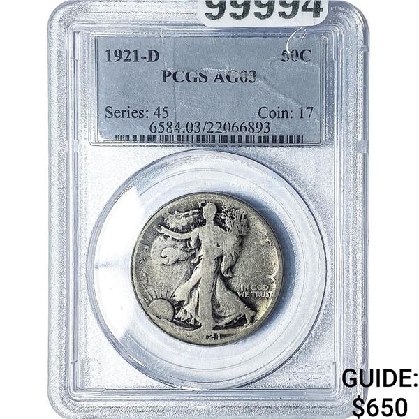 1921-D Walking Liberty Half Dollar PCGS AG03