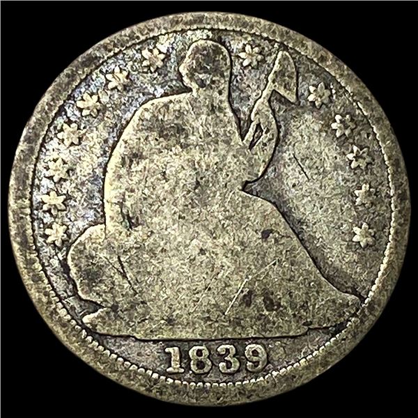 1839 Silver Seated Liberty Half Dime NICELY  CIRCULATED