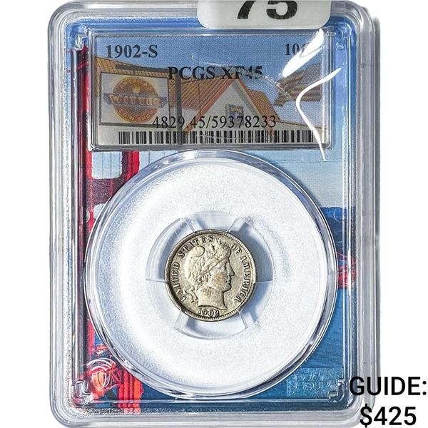 1902-S Barber Dime PCGS XF45