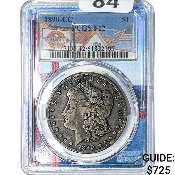 1890-CC Morgan Silver Dollar PCGS F12