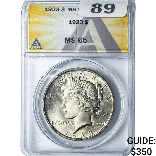 1923 Silver Peace Dollar ANACS MS65